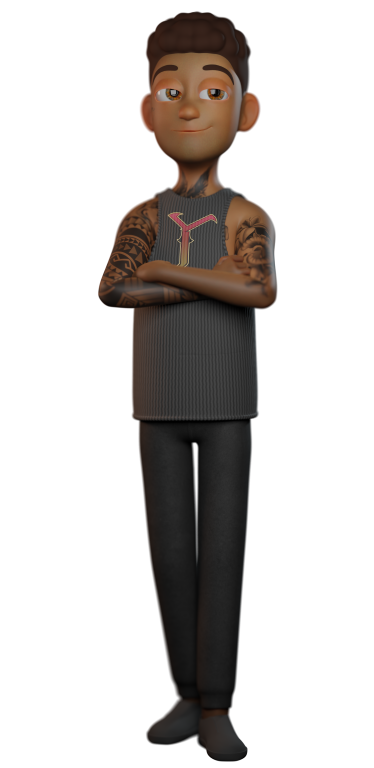 mascote fazendo pose